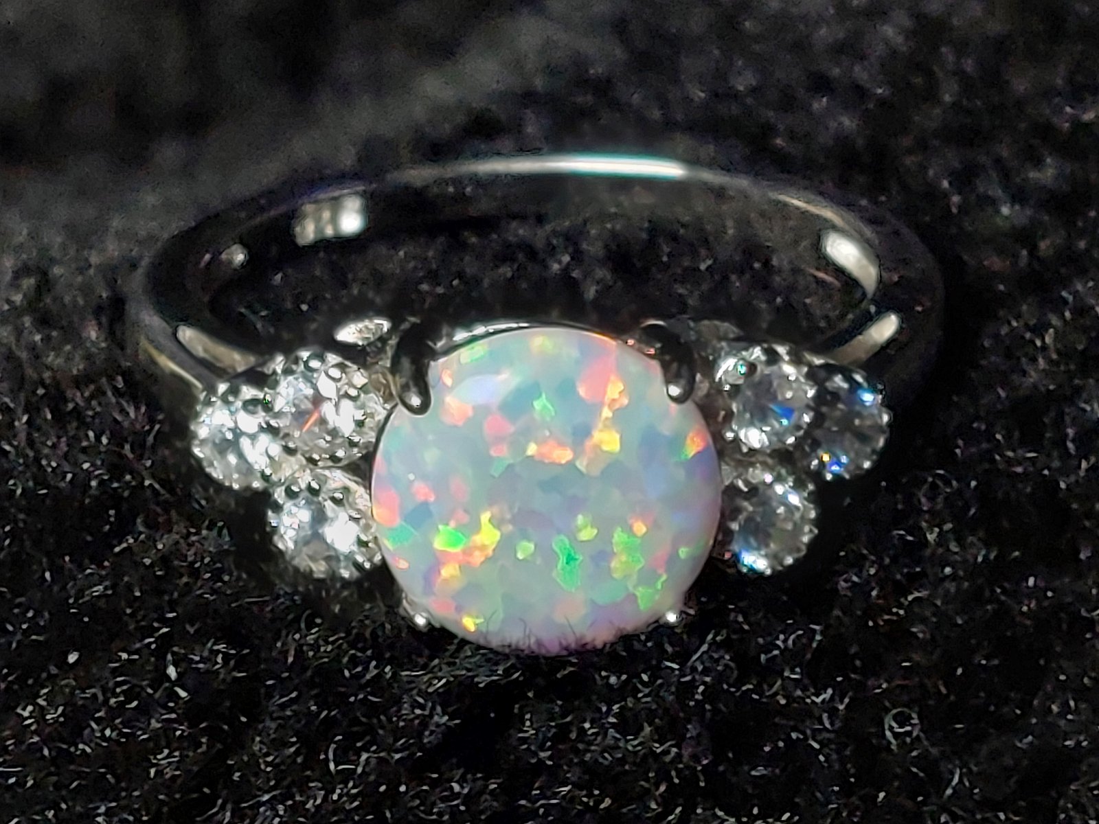 White opal ring deals sterling silver